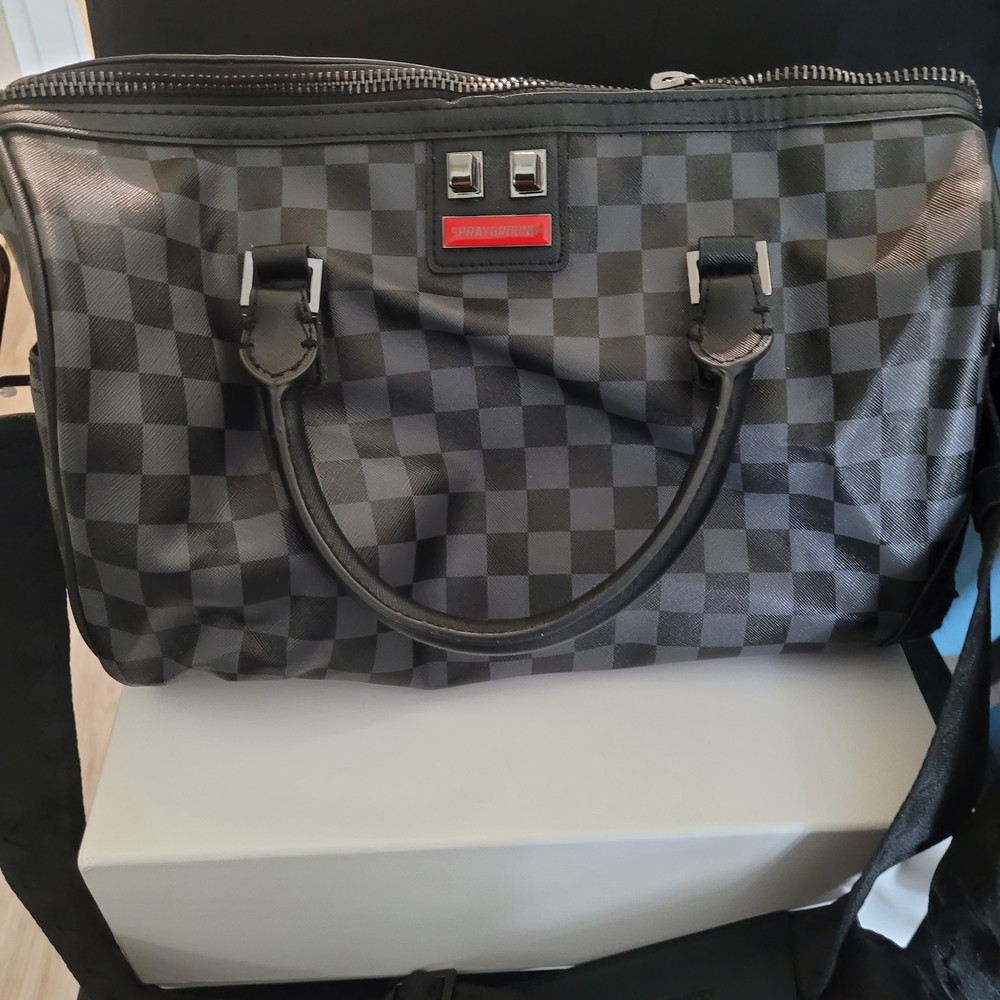 Sprayground Black and Gray Checkered Shoulder Bag Brand new with tags.